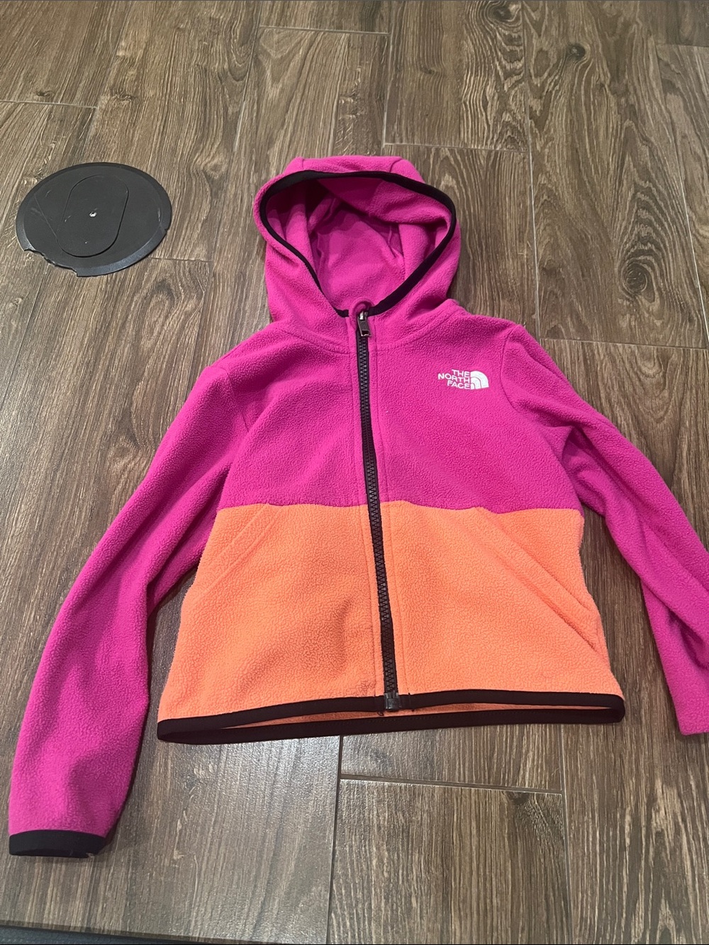 The North Face Girls Pink & Orange Hooded Fleece Jacket